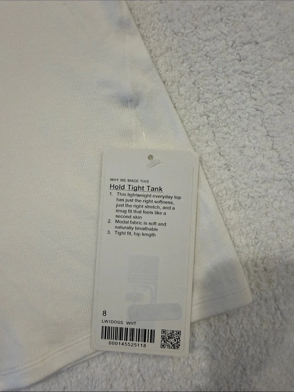 Lululemon Hold Tight Crewneck Tank Top White size 8
